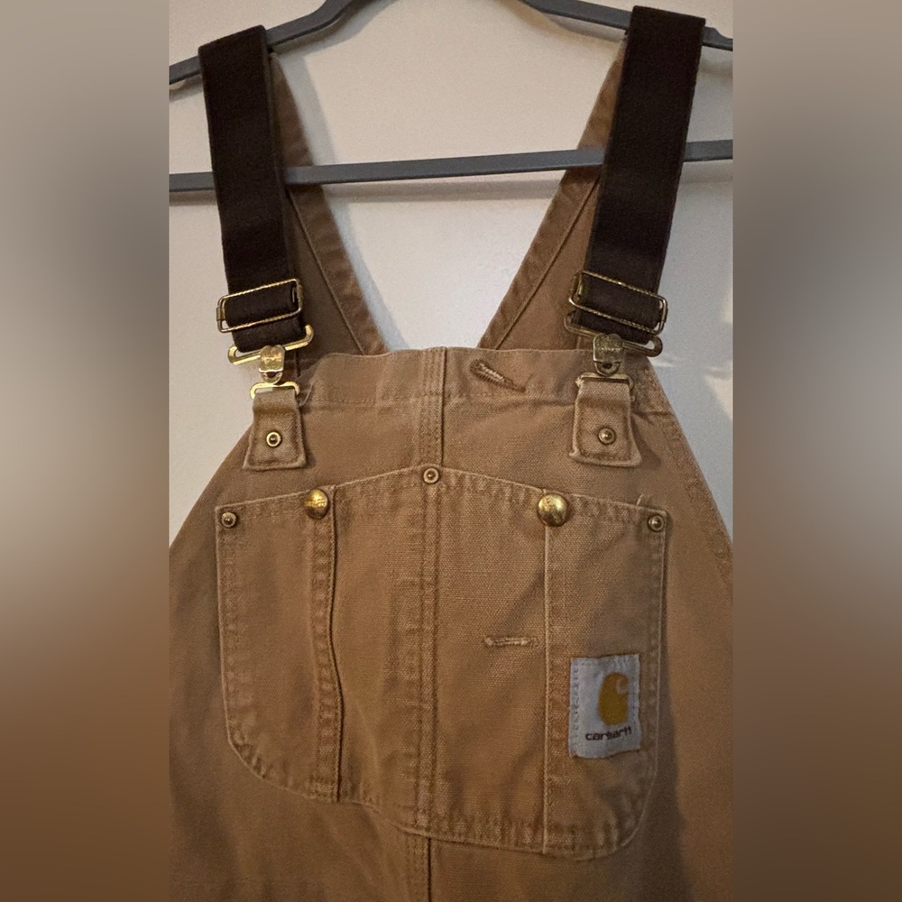 Carhartt Brown Bib Overalls, size 38x30